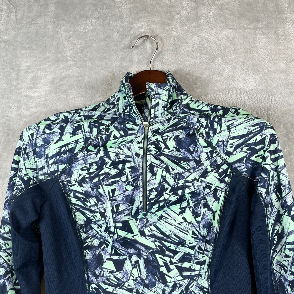 Tek Gear Womens XS DryTek 1/4 Zip Athletic Pullover Navy Mint Running Training - Picture 2 of 7